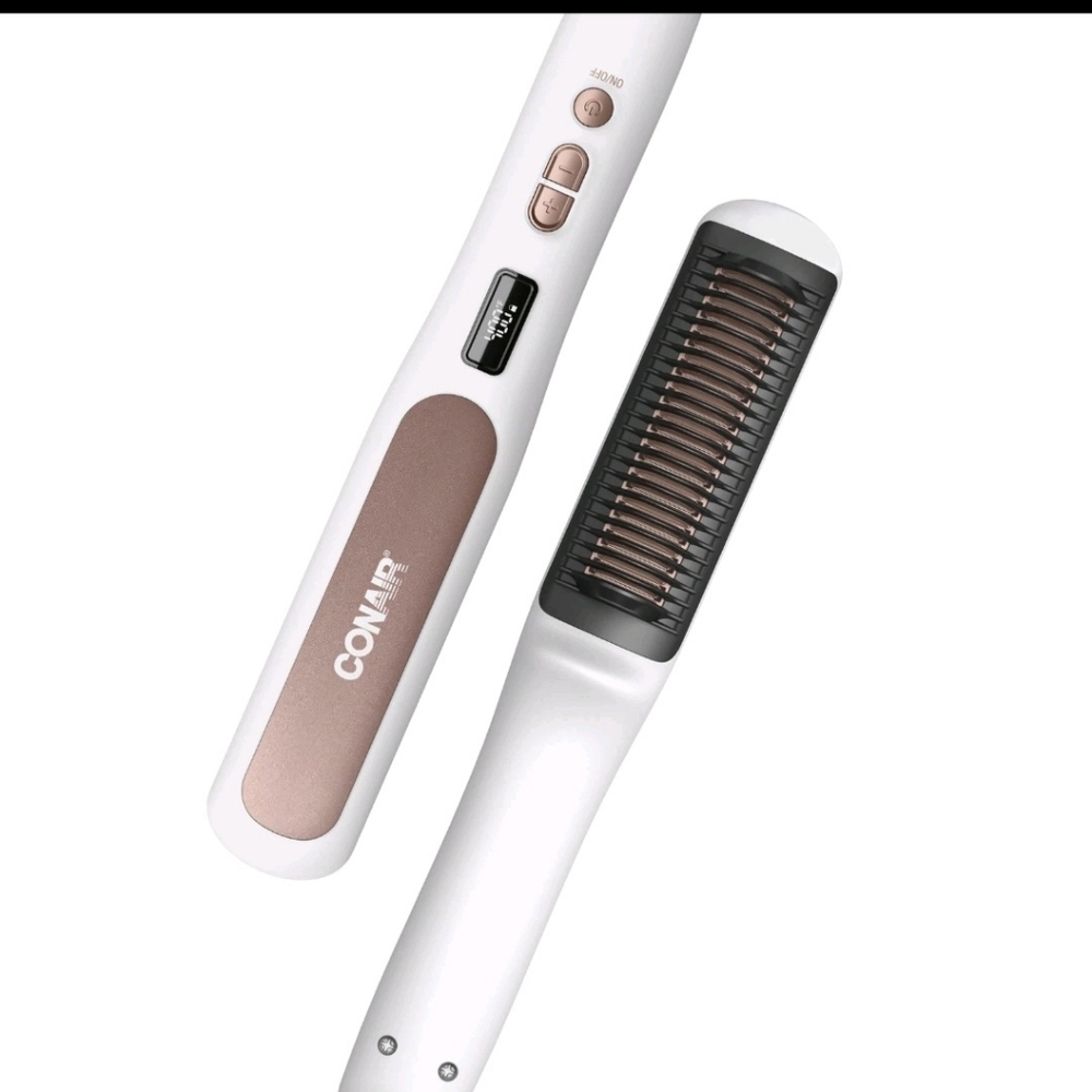Conair 1.5 Inch Double Ceramic Heated Straightening Brush For All Hair Types